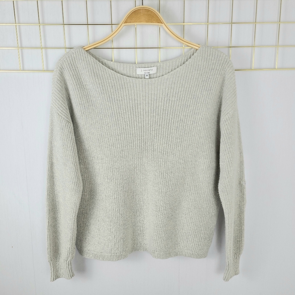 J. Society Metallic Gray Metallic Silver Star Celestial Sweater